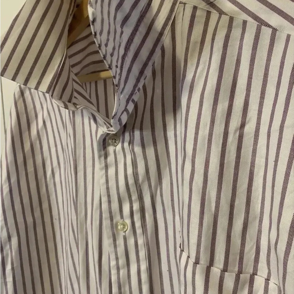 Daniel Cremieux mens sz 17.5‎ Striped button Shirt Striped purple Richard shirt